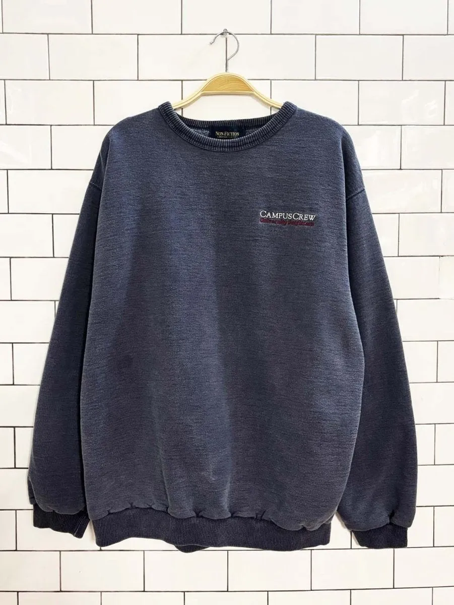vintage 90s non-fiction campus crew faded crewneck sweatshirt | tiger brand sold by Good Market Thrift Store