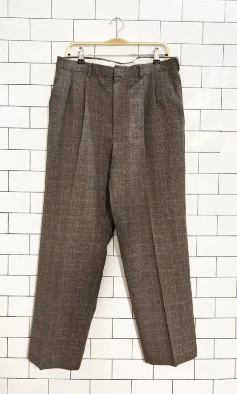vintage 80s pleated glen plaid trousers | talon zipper sold by Good Market Thrift Store