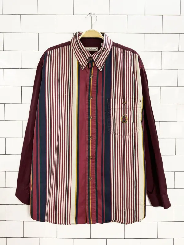 vintage 90s bugle boy crest logo striped shirt sold by Good Market Thrift Store