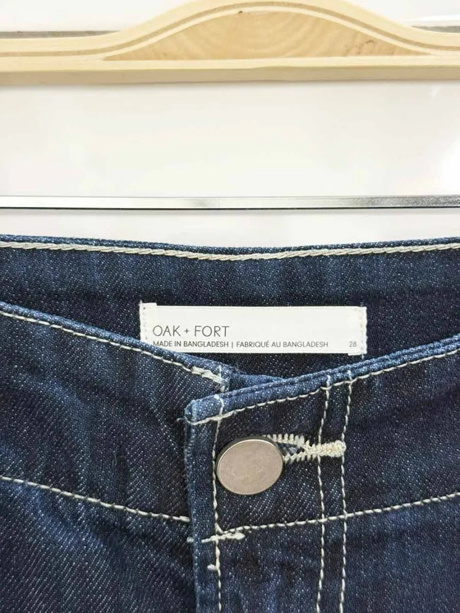 oak & fort contrast stitch wide leg cargo jeans sold by Good Market Thrift Store product image thumbnail 4