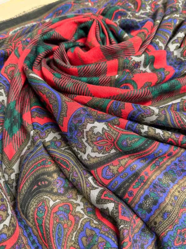 vintage paisley tartan woven xl square scarf | made in Italy sold by Good Market Thrift Store