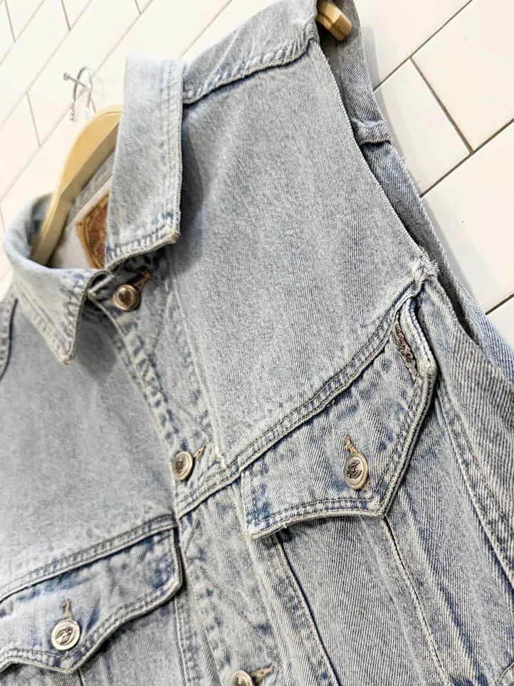 vintage 80s santana jeans multi pocket denim vest | parasuco sold by Good Market Thrift Store product image thumbnail 4