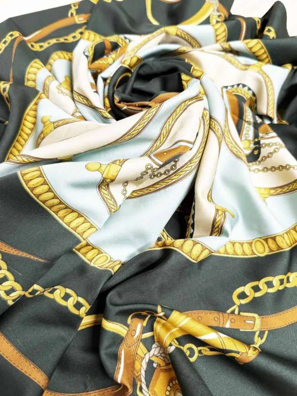vintage 100% silk saddle harness equestrian square scarf made by Good Market Thrift Store
