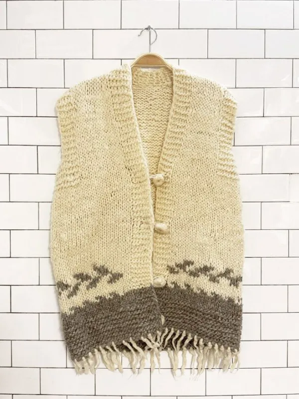 vintage handknit wool-mohair cowichan sweater vest sold by Good Market Thrift Store