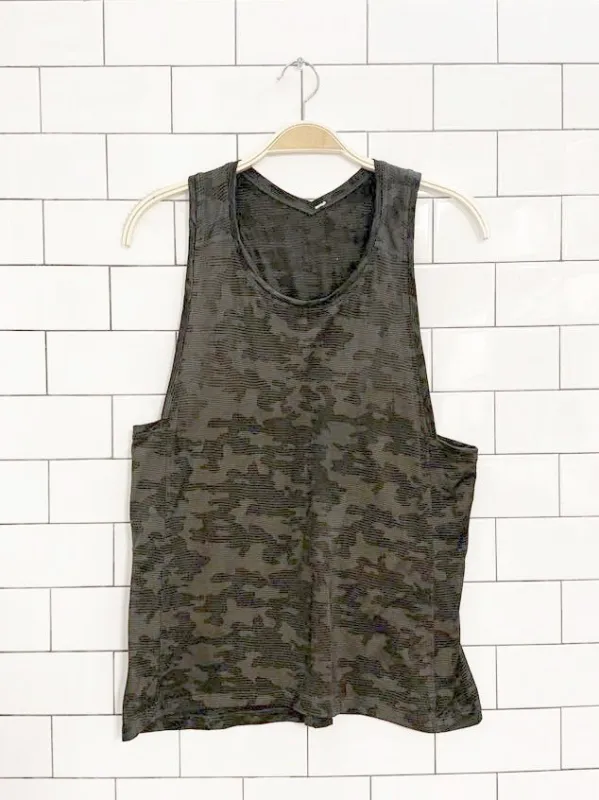lululemon mesh camo run for days tank | silverescent sold by Good Market Thrift Store