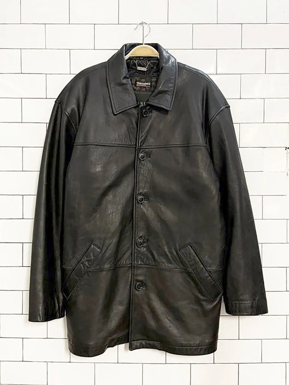 vintage danier full button oversized butter leather jacket | thinsulated lining sold by Good Market Thrift Store