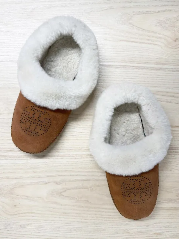 tory burch coley sheepskin slipper sold by Good Market Thrift Store