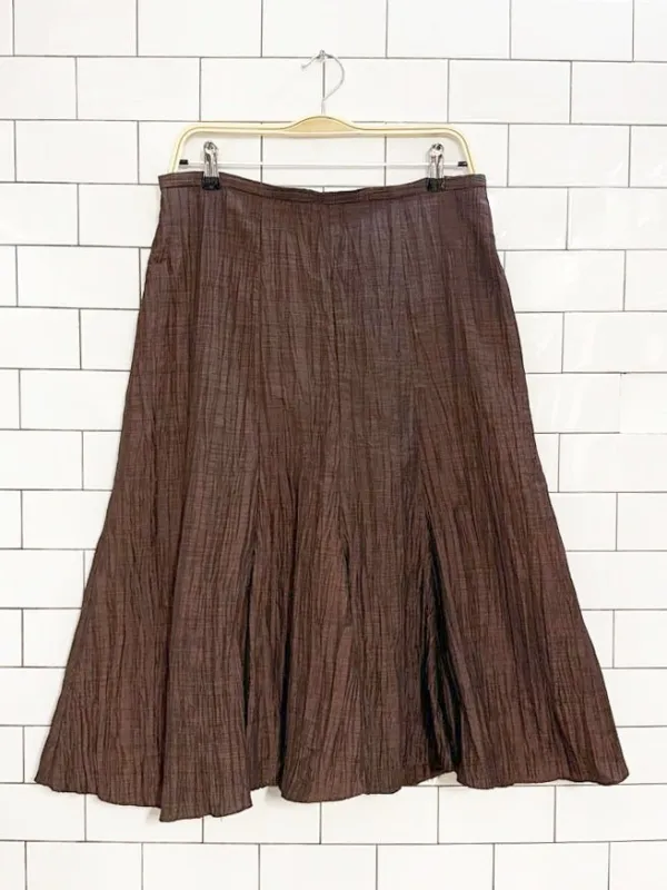 vintage 00s laura crinkled metallic knee-length skirt made by Good Market Thrift Store