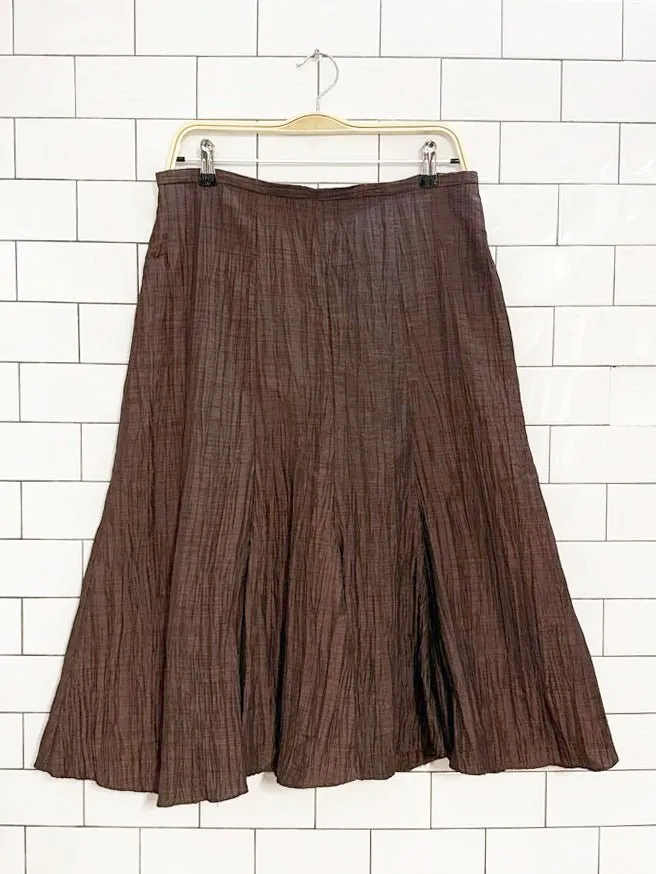 vintage 00s laura crinkled metallic knee-length skirt sold by Good Market Thrift Store