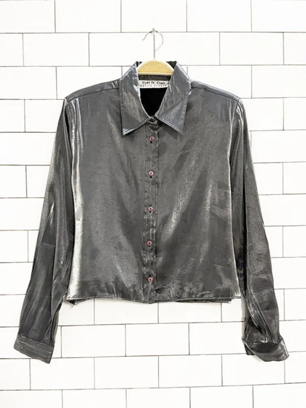 vintage 90s yves st. clair cropped metallic blouse made by Good Market Thrift Store