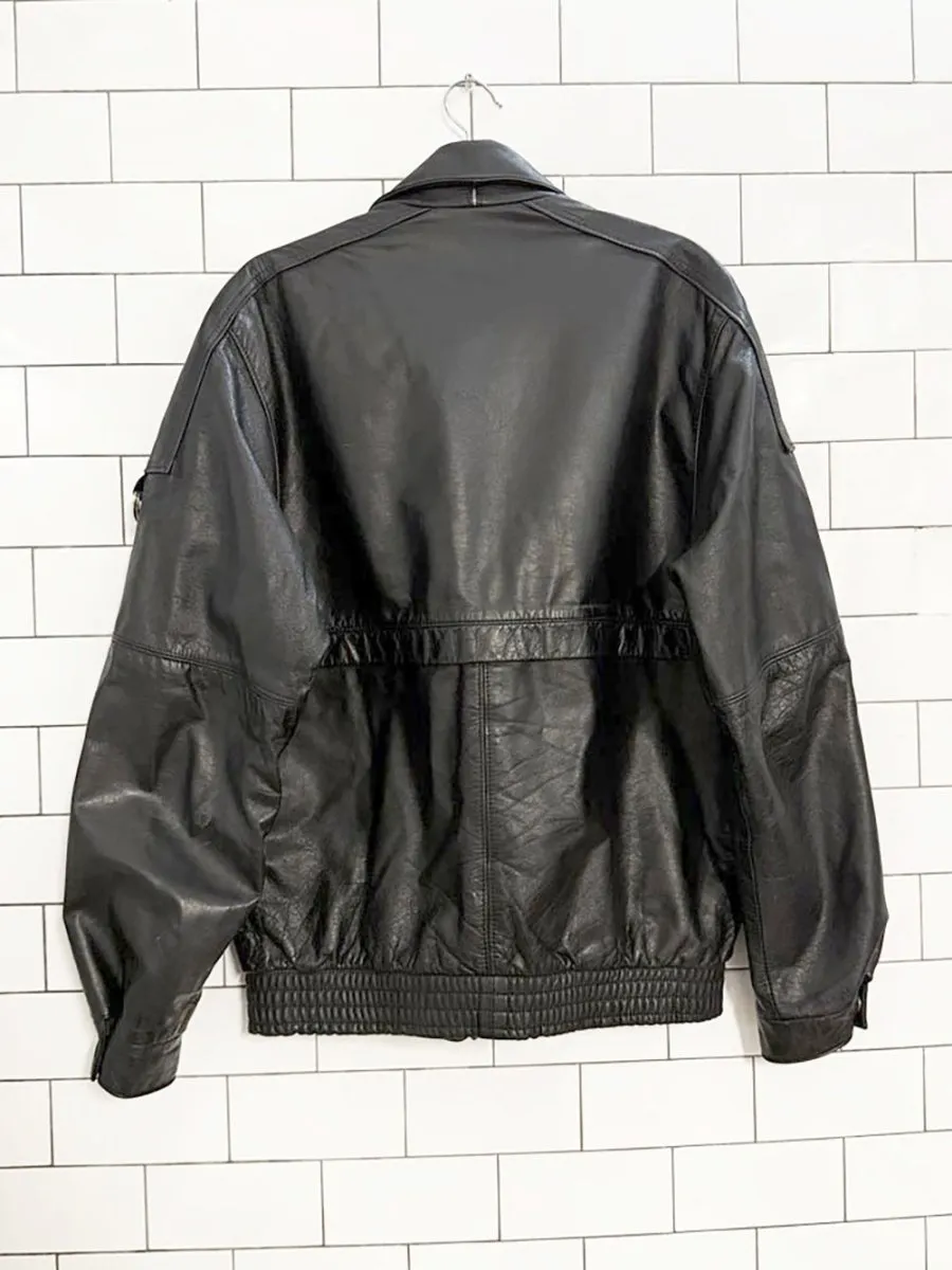 vintage 90s lifestyle leather bomber jacket | made in Canada sold by Good Market Thrift Store product image thumbnail 4