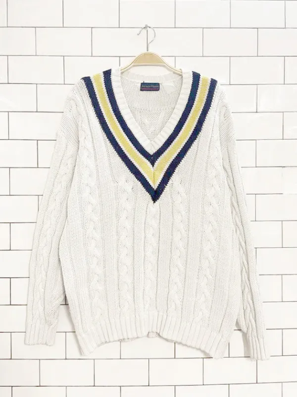 vintage 90s denver hayes chunky cable knit prep sweater sold by Good Market Thrift Store