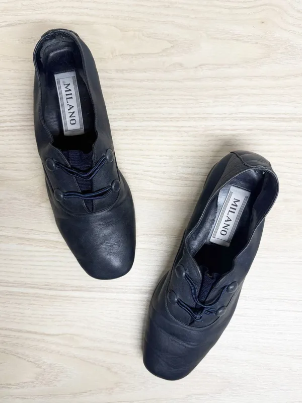 vintage 90s milano leather slip on shoe sold by Good Market Thrift Store