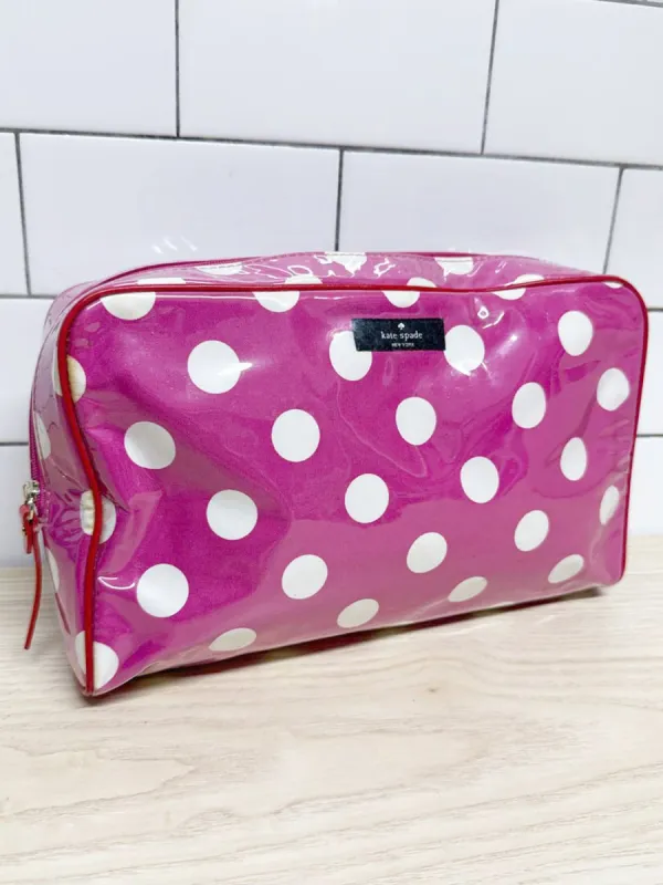 kate spade polka dot toiletry bag | make up bag sold by Good Market Thrift Store