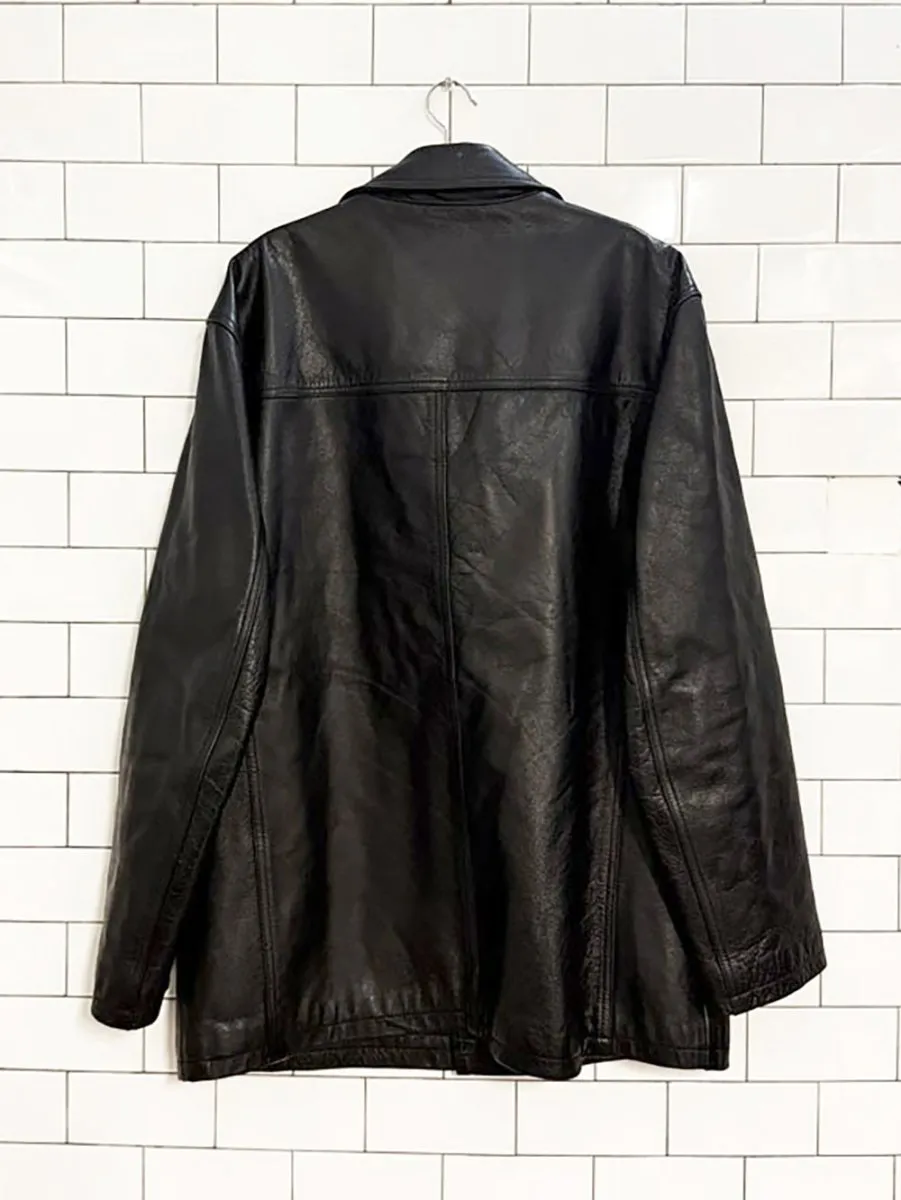 vintage 00s oakwood classic full button leather jacket | quilted lining sold by Good Market Thrift Store product image thumbnail 5