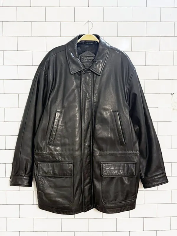vintage bostanian leather full zip drawstring waist jacket | moores sold by Good Market Thrift Store