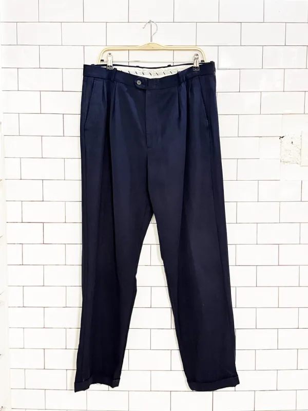 vintage bosa 100% wool pleated cuffed trousers sold by Good Market Thrift Store