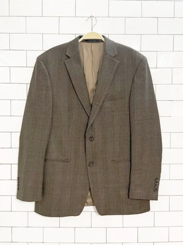 vintage lauren ralph lauren 100% wool plaid blazer sold by Good Market Thrift Store