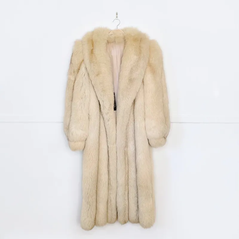 vintage christian dior fourrures yellow fox fur long coat made by Good Market Thrift Store