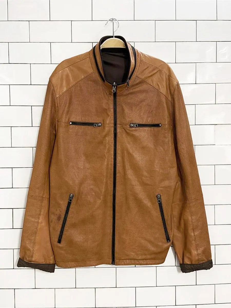 vintage 00s nikolas collection lamb leather reversible full zip jacket sold by Good Market Thrift Store