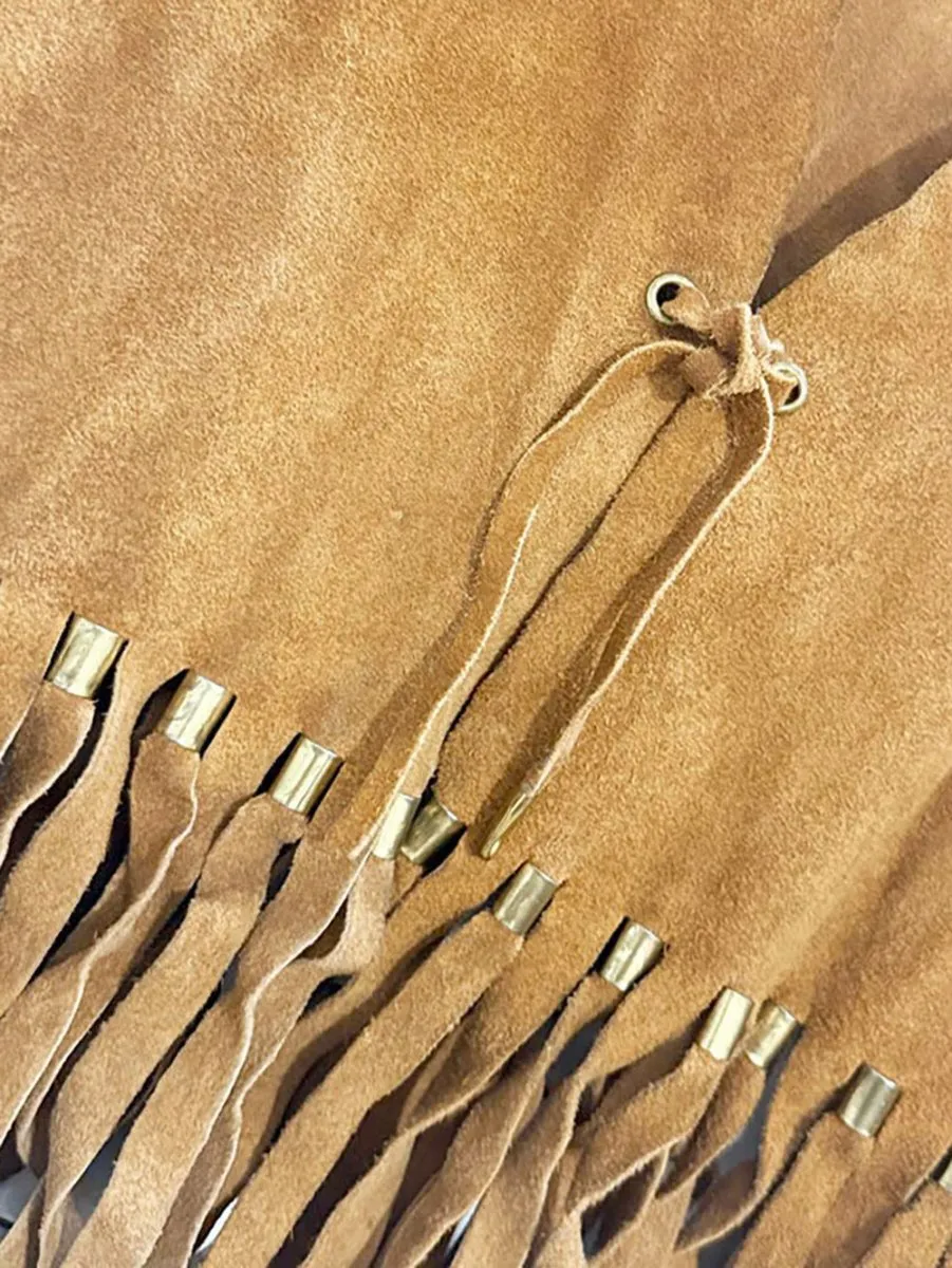 vintage suede fringe tie front western vest | leather sold by Good Market Thrift Store product image thumbnail 5
