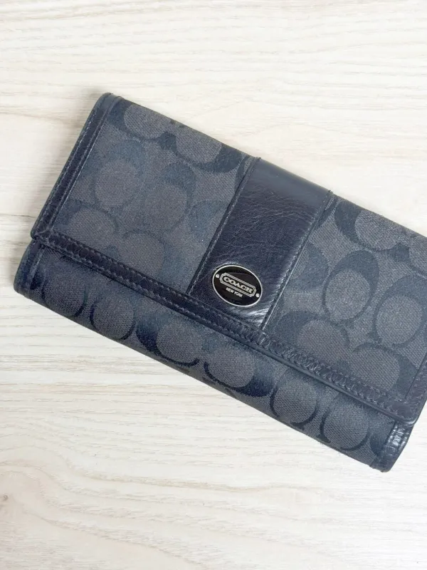 vintage 00s coach leather monogram three panel canvas wallet made by Good Market Thrift Store