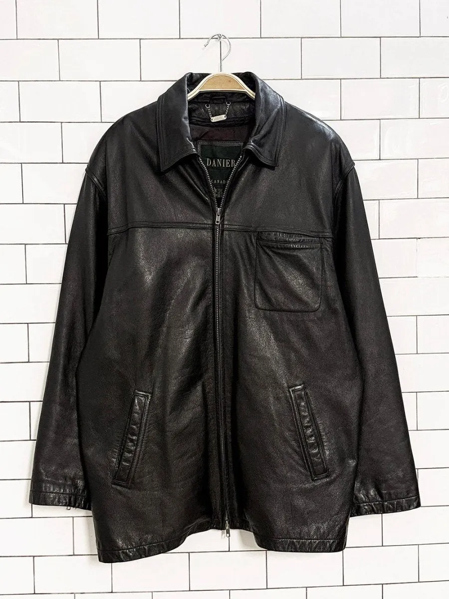 vintage danier full zip minimal leather jacket | removable liner sold by Good Market Thrift Store