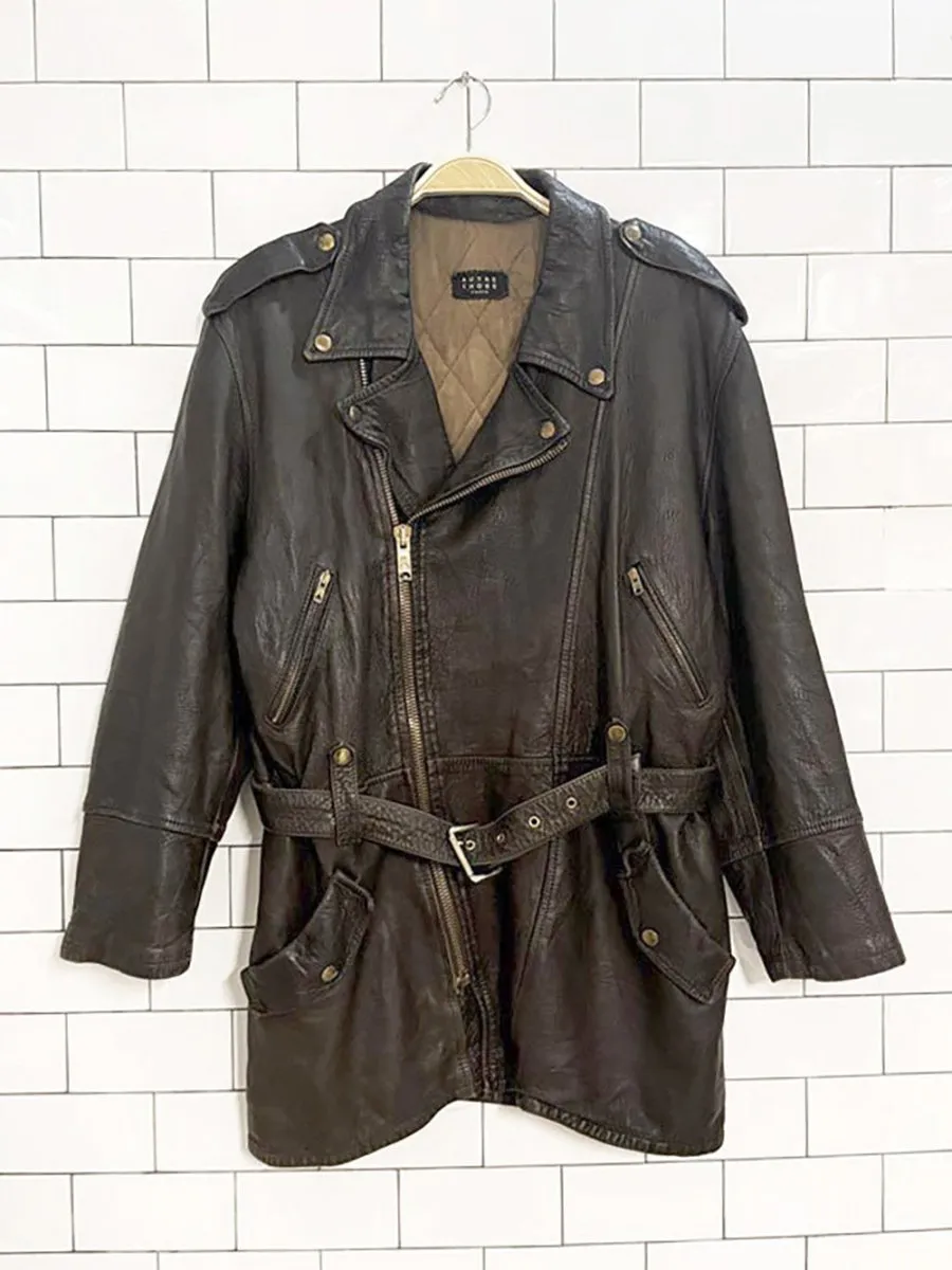 vintage autre chose paris lamb leather belted biker jacket sold by Good Market Thrift Store