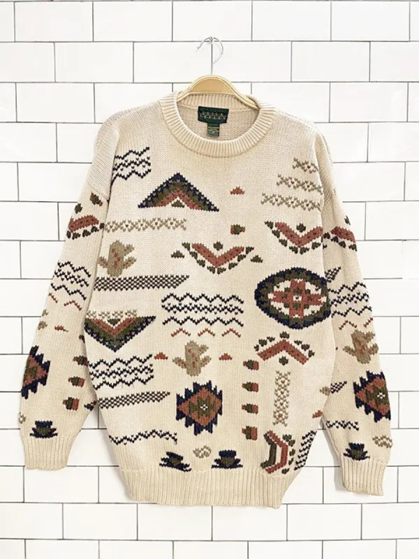 vintage 90s quick reflex western chunky knit sweater made by Good Market Thrift Store