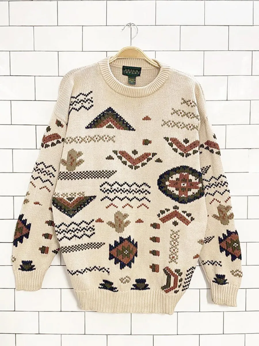vintage 90s quick reflex western chunky knit sweater sold by Good Market Thrift Store