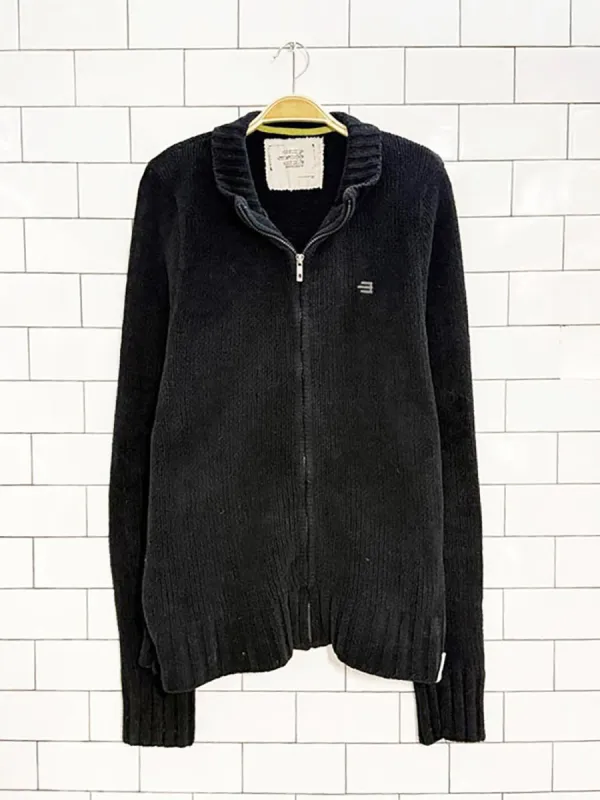 y2k brody chenille knit full zip cardigan made by Good Market Thrift Store