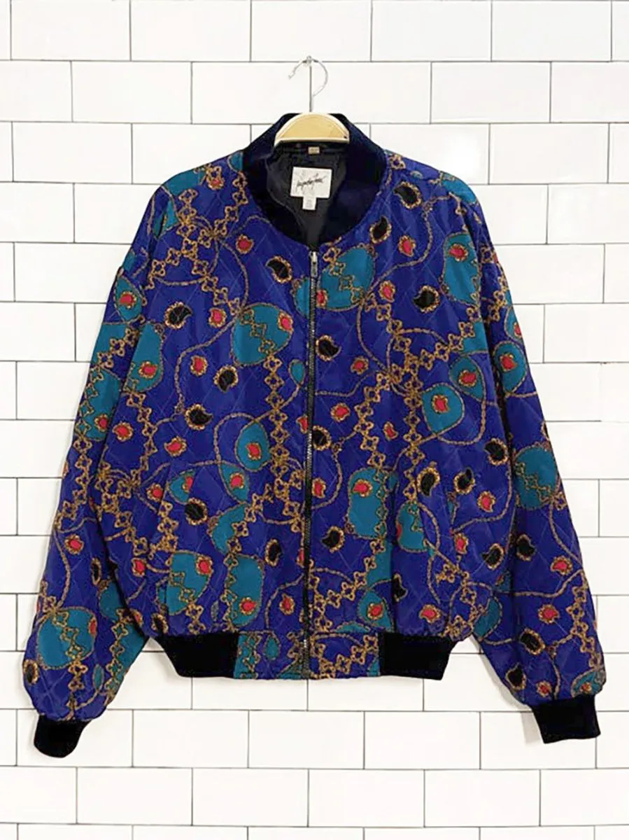 vintage 80s jacqueline ferrar chain quilted bomber jacket sold by Good Market Thrift Store