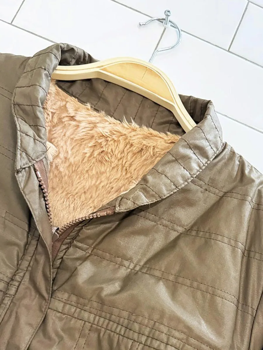 vintage 80s fur lined bomber liner jacket sold by Good Market Thrift Store product image thumbnail 2