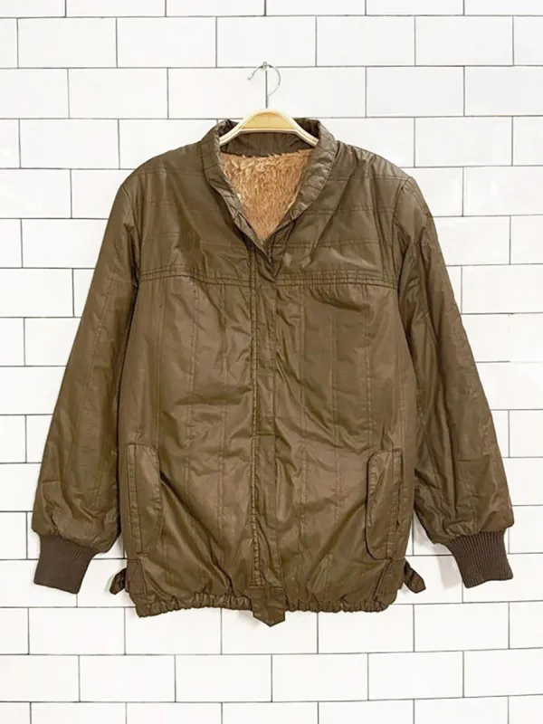 vintage 80s fur lined bomber liner jacket made by Good Market Thrift Store