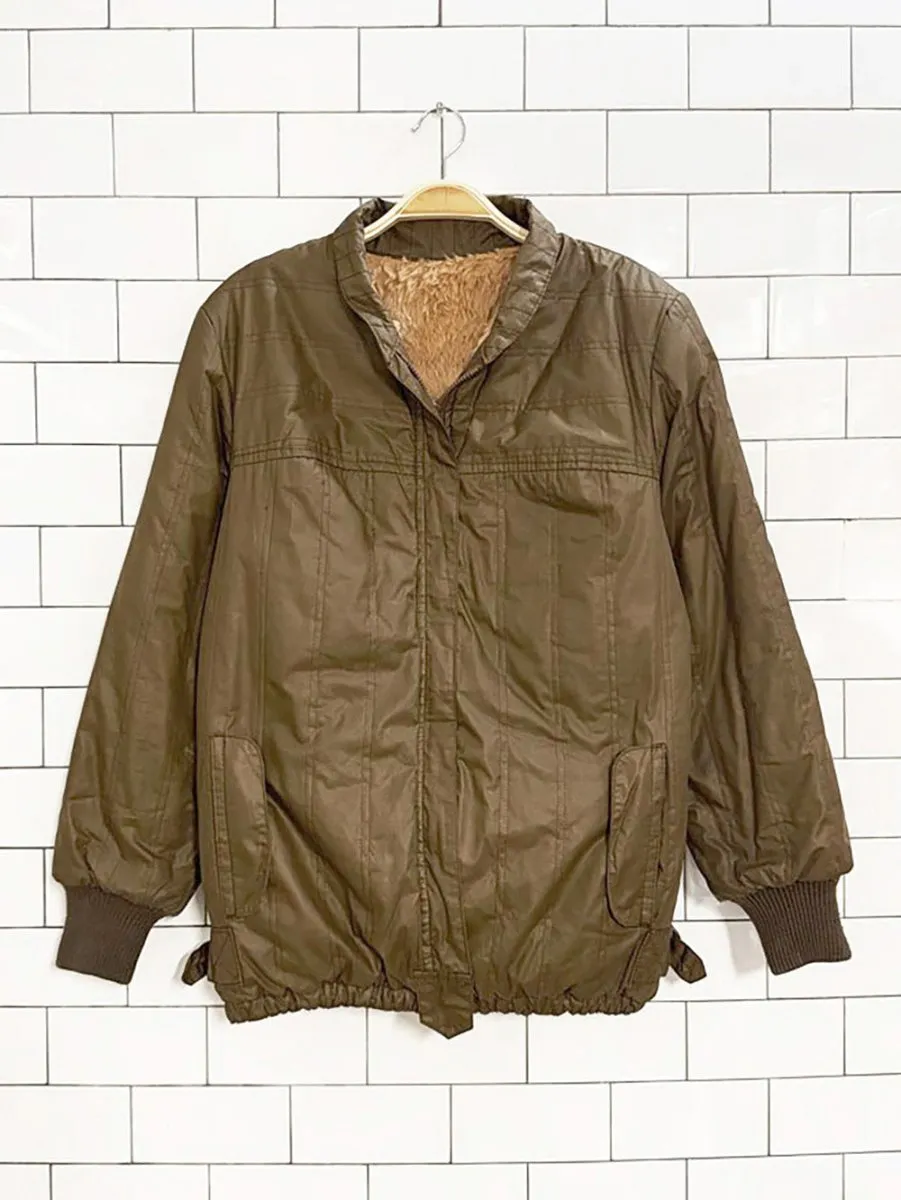 vintage 80s fur lined bomber liner jacket sold by Good Market Thrift Store