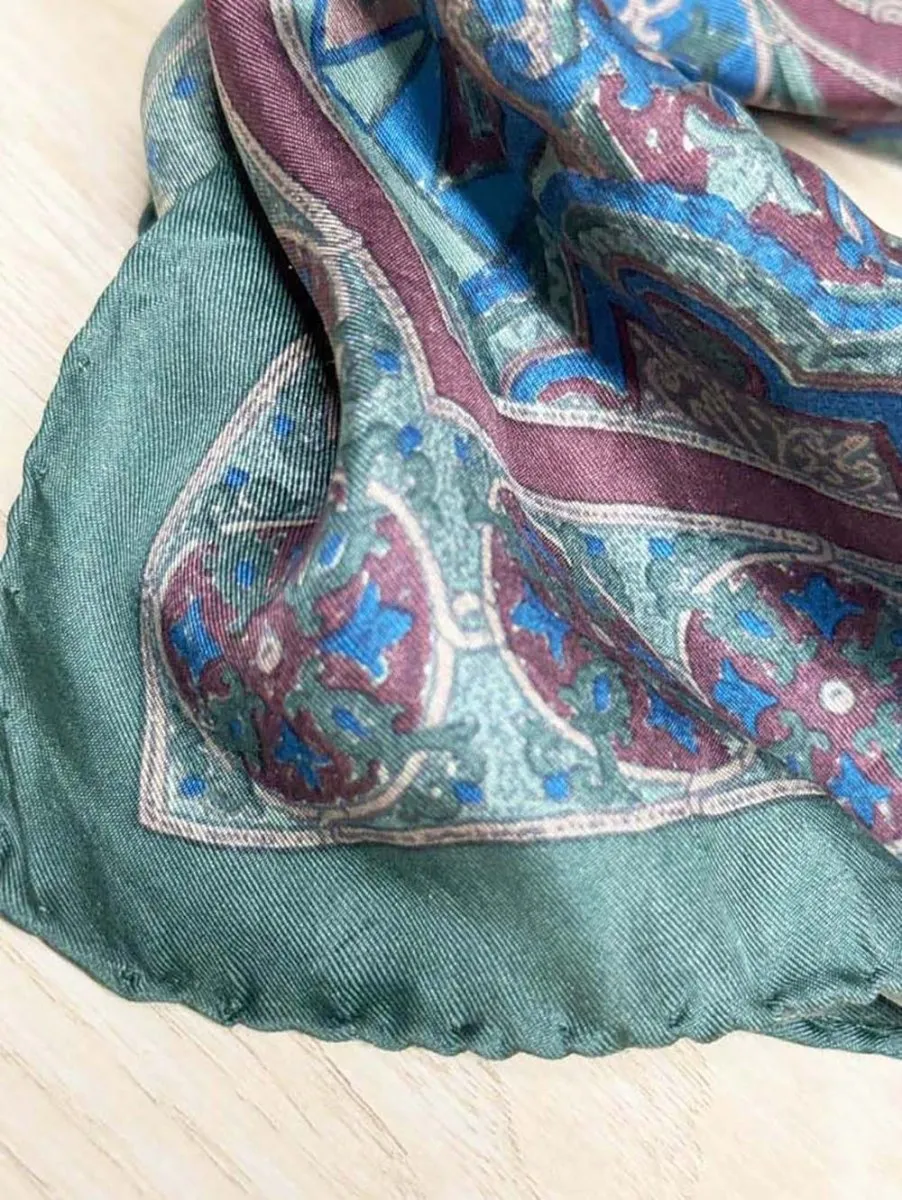 vintage 100% silk paisley square scarf | made in Italy | hand-rolled edge sold by Good Market Thrift Store product image thumbnail 2