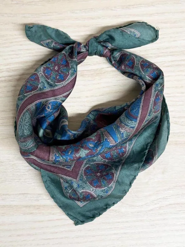 vintage 100% silk paisley square scarf | made in Italy | hand-rolled edge made by Good Market Thrift Store