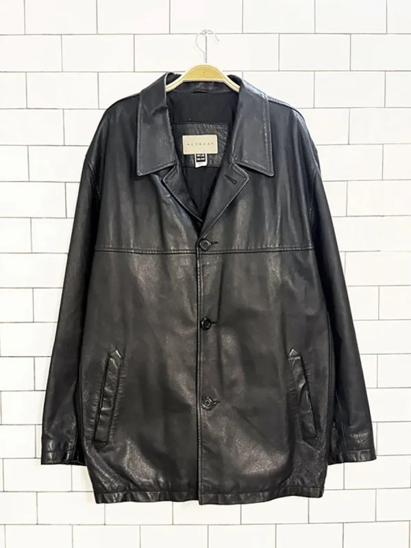 vintage 00s retreat full button leather jacket made by Good Market Thrift Store