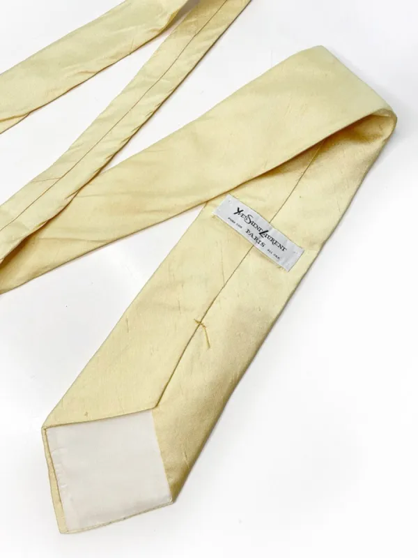 vintage YSL 100% raw silk butter yellow tie | yves saint laurent made by Good Market Thrift Store