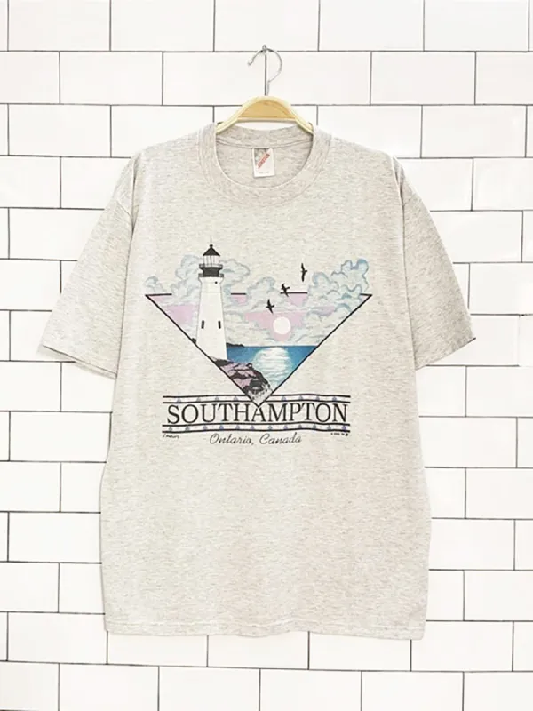 vintage 90s jerzees southampton lighthouse graphic tee | made in USA made by Good Market Thrift Store