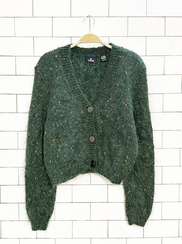 vintage obr mohair-blend full button knit cardigan made by Good Market Thrift Store