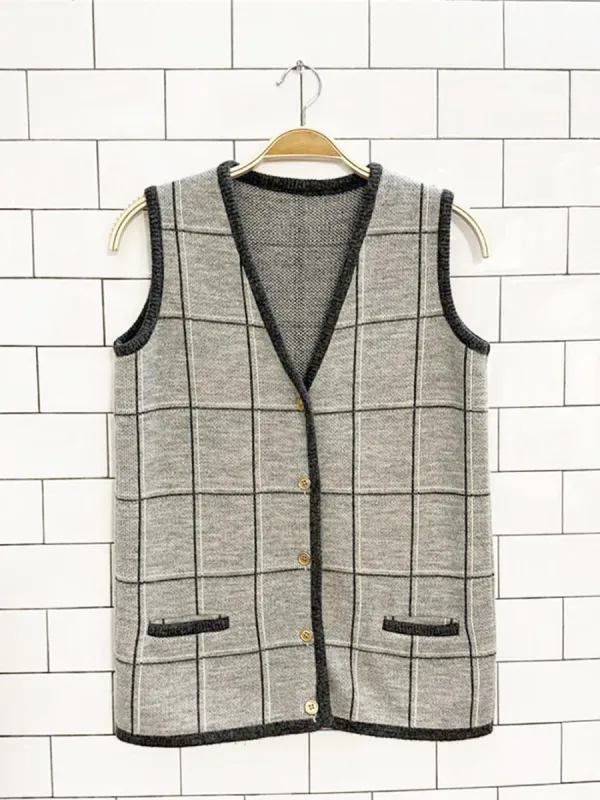 vintage wool window pocket knit vest made by Good Market Thrift Store