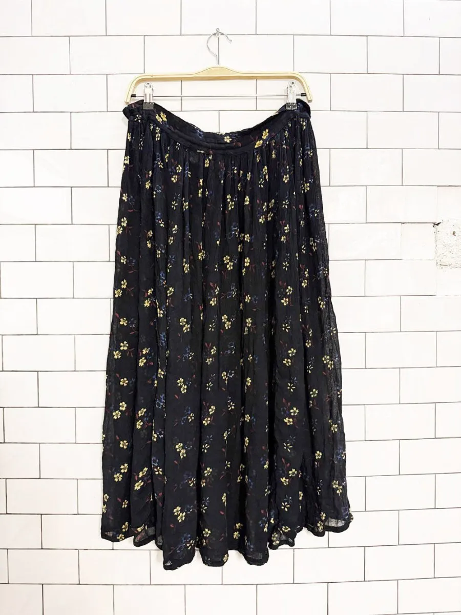vintage 90s jessica boho drawstring floral flowy midi skirt sold by Good Market Thrift Store product image thumbnail 5