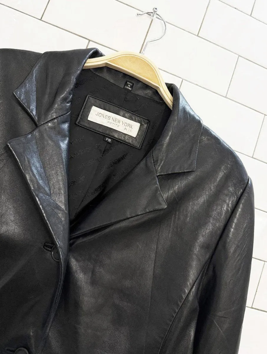 vintage 00s jones new york butter leather full button jacket | lambskin sold by Good Market Thrift Store product image thumbnail 2