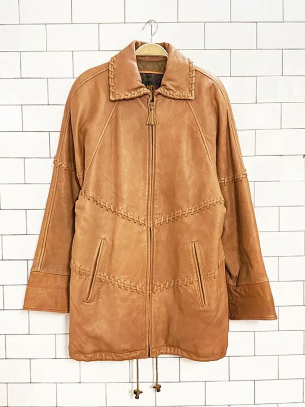 vintage 90s LNR butter leather whip stitch full zip jacket | lambskin made by Good Market Thrift Store