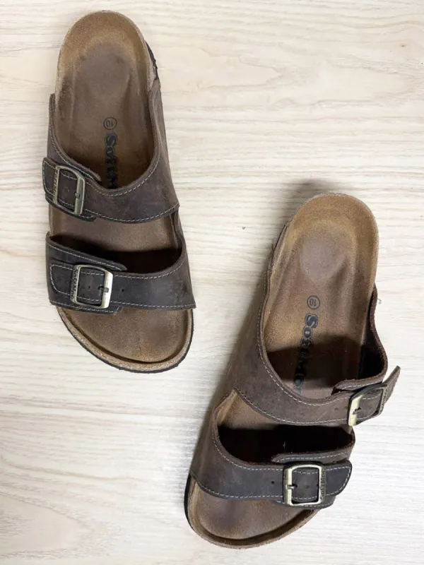 softmoc leather two strap sandals made by Good Market Thrift Store