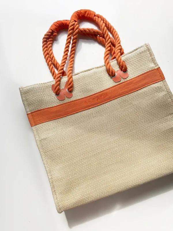 escada sunset heat woven beach tote bag made by Good Market Thrift Store