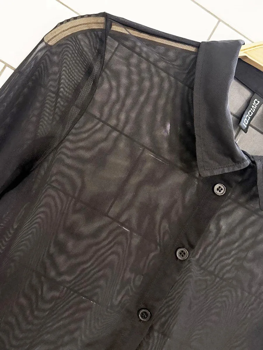 h&m mesh full button shirt sold by Good Market Thrift Store product image thumbnail 2