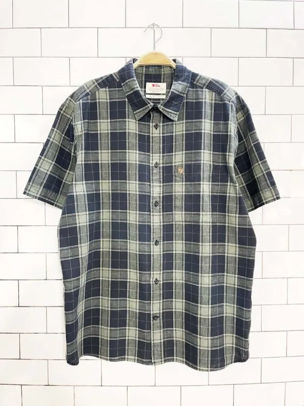 fjallraven ovik hemp-blend travel full button shirt | comfort fit made by Good Market Thrift Store