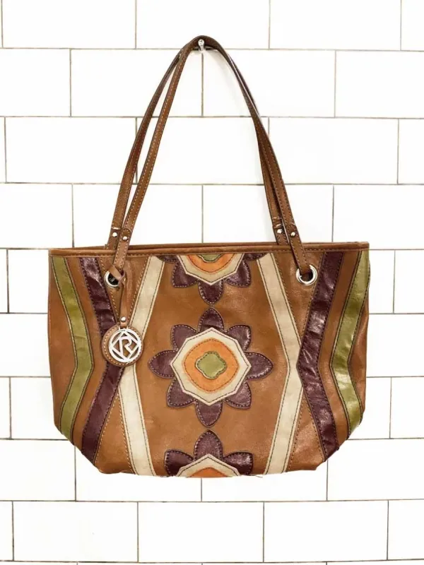 y2k relic by fossil boho floral faux leather patchwork shoulder bag made by Good Market Thrift Store